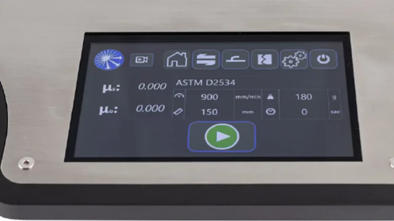 universal friction tester touch screen interface
